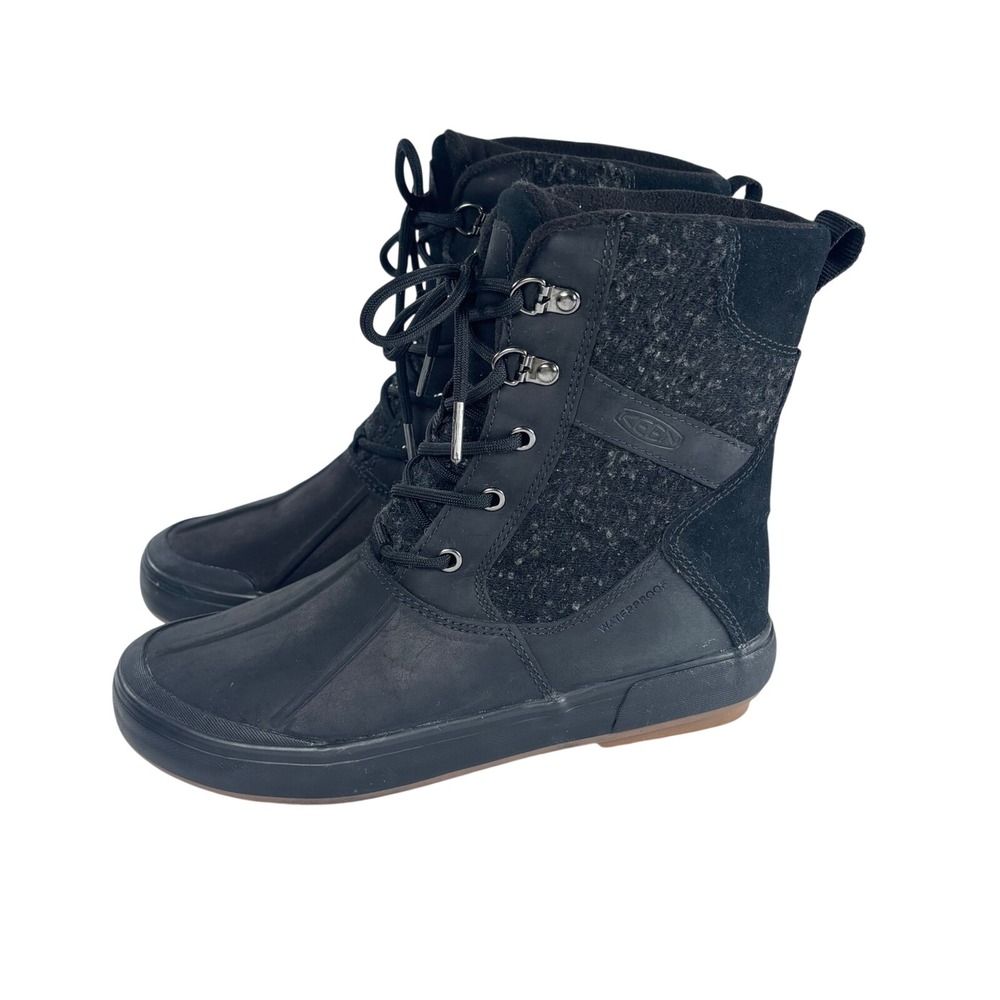 Keen Women's Elsa II Waterproof Wool‎ Ankle Lace Up Duck Boots Black Size 7.5